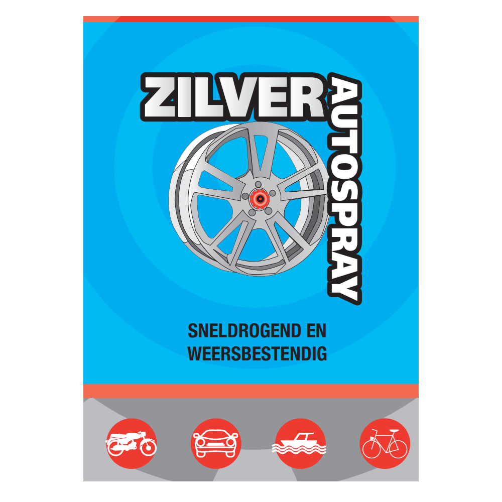 Etiket van de Mahotec Autospray Zilver – Sneldrogende acrylaatlak voor aluminium en stalen velgen