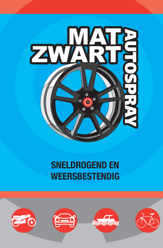 Etiket van de Spuitbus Mahotec Autospray in matzwart – professionele lak voor velgen