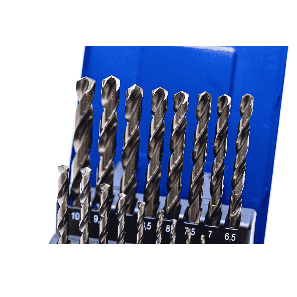 19-delige cobalt boren-set in kunststof opbergdoos, maten 1 t/m 10 mm