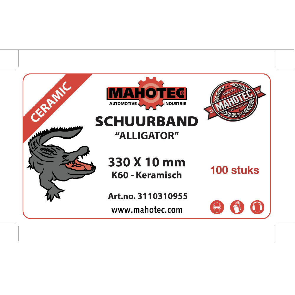 Mahotec schuurband 330x10 mm keramisch K60 Alligator label