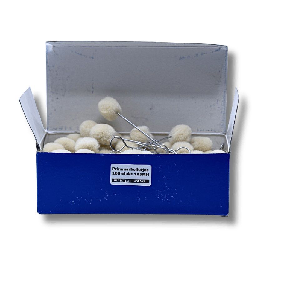 Primmerbolletje voor nauwkeurige primerapplicatie op autoruit