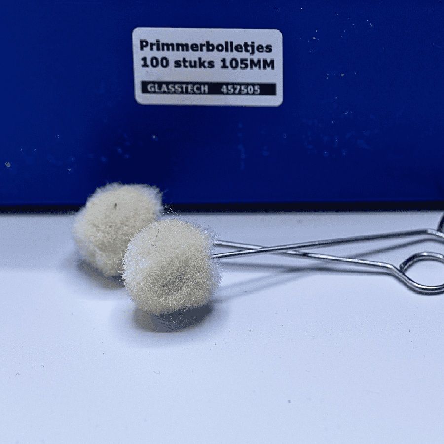 Primmerbolletje voor nauwkeurige primerapplicatie op autoruit
