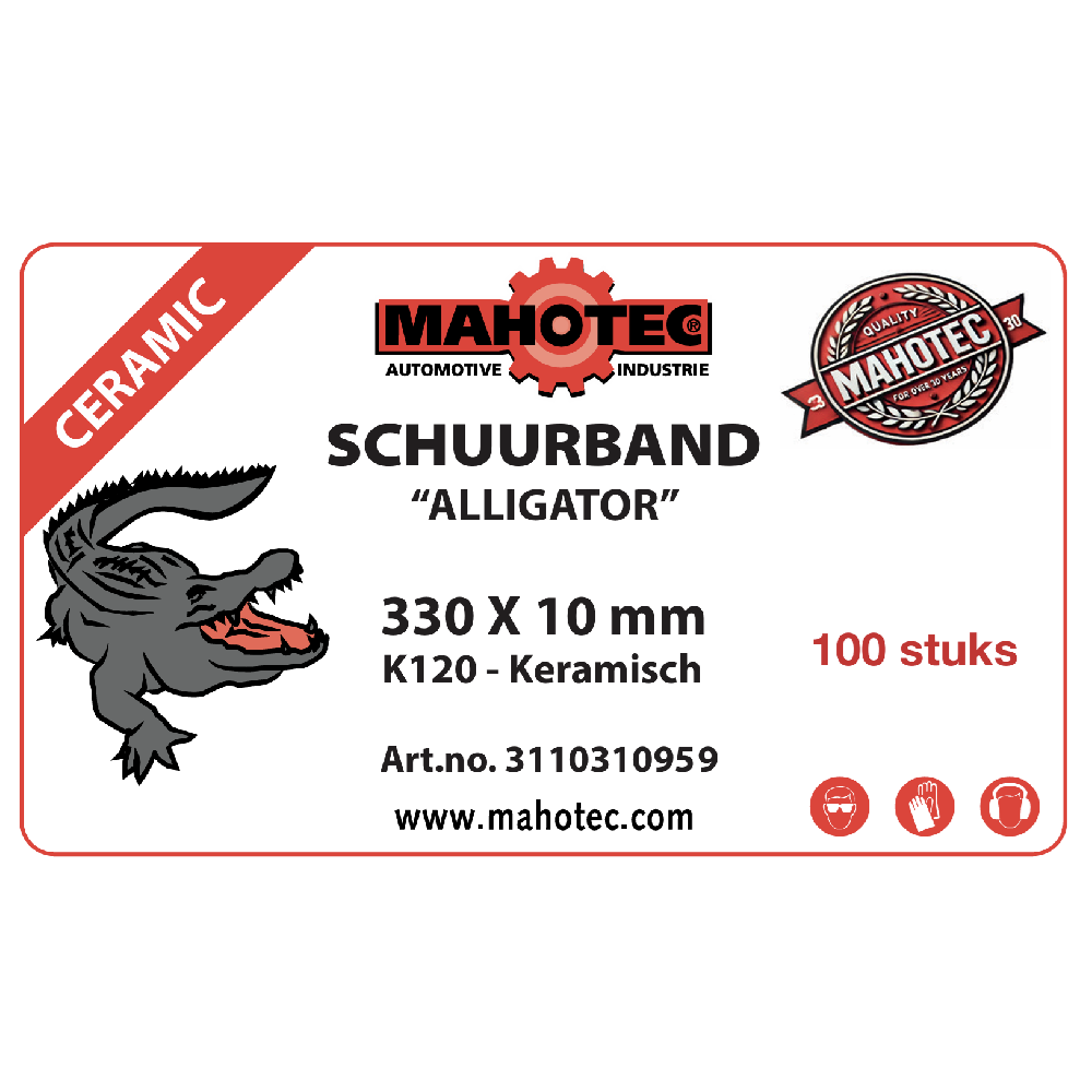 Mahotec schuurband 330x10 mm keramisch K120 Alligator label