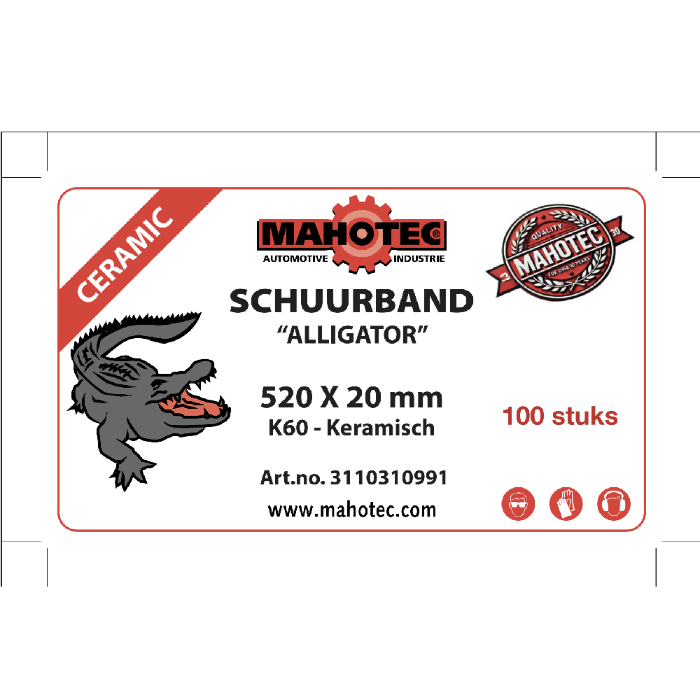 Schuurband 520x20 mm keramisch K60 Mahotec Alligator label