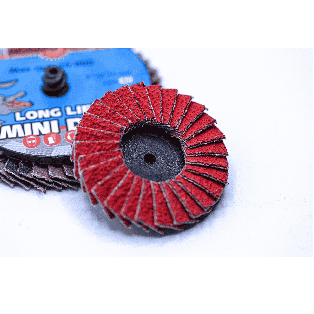 Lamellenschijf keramisch 50mm K60 Roloc Mahotec Alligator rode mini disc close‑up