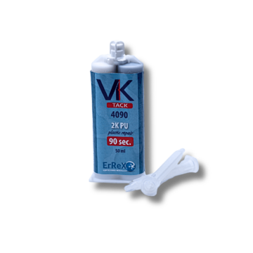 VK Tack 4090 2K PU kunststofreparatie lijm met mengtuit - 50 ml, 90 sec opentijd