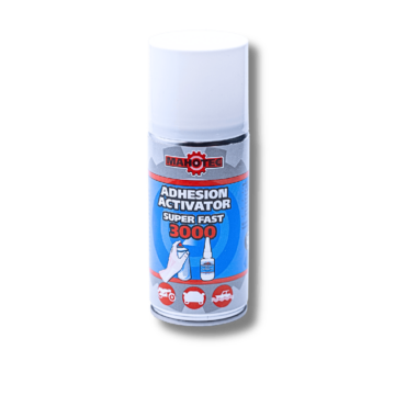 Mahotec Super Fast 3000 Activator in 150 ml spuitbus met blauwe label en spray‑nozzle.