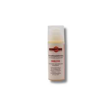 Mahotec schroefdraadafdichting in 50 ml flesje met gele inhoud en technisch label.